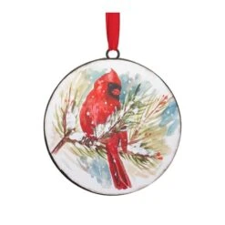Melrose 12ct. Watercolor Cardinal & Pine Metal Ornaments -Northlight Sale Store D660592S 2