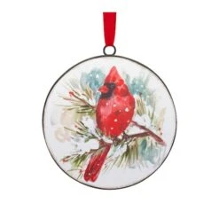 Melrose 12ct. Watercolor Cardinal & Pine Metal Ornaments -Northlight Sale Store D660592S 3