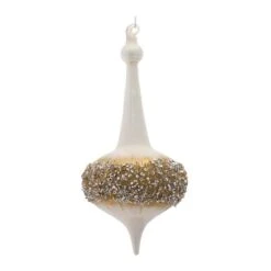 Melrose 6ct. 8" White, Gold & Silver Glass Finial Ornaments -Northlight Sale Store D660788S 3