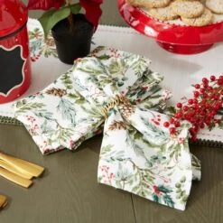 DII® Heritage Holiday Sprigs Printed Napkin Set, 4ct. -Northlight Sale Store D662317S 5