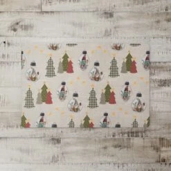 Cream Tree & Globe Pattern Floor Mat -Northlight Sale Store D662409S 2