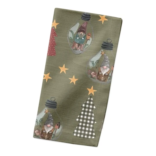 Green Tree & Globe Pattern Cotton Twill Napkin 3 Green Tree & Globe Pattern Cotton Twill Napkin - Image 3