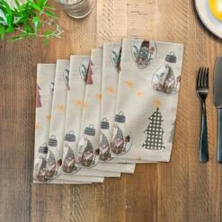 Cream Tree & Globe Pattern Cotton Twill Napkin -Northlight Sale Store D662419S 3