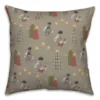 Gray Tree & Globe Pattern Throw Pillow