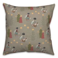 Gray Tree & Globe Pattern Throw Pillow -Northlight Sale Store D662497S 2