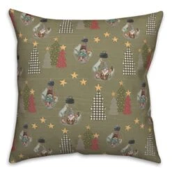 Green Tree & Globe Pattern Throw Pillow -Northlight Sale Store D662501S 1 1
