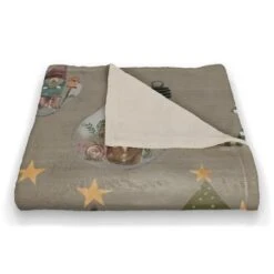 Gray Tree & Globe Pattern Coral Fleece Blanket -Northlight Sale Store D662522S 2