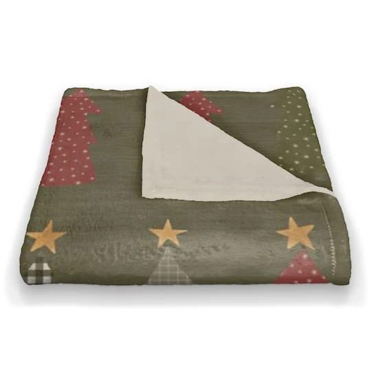 Green Tree Pattern Coral Fleece Blanket 3 Green Tree Pattern Coral Fleece Blanket - Image 3