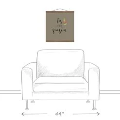 Taupe Tis The Season Hanging Canvas In Teak Frame -Northlight Sale Store D662562S 3