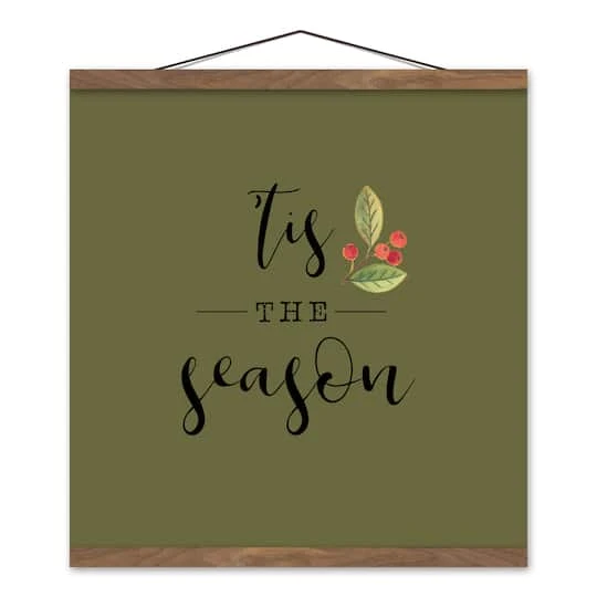 Green Tis The Season Hanging Canvas In Teak Frame 2 Green Tis The Season Hanging Canvas In Teak Frame - Image 2