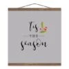 Gray Tis The Season Hanging Canvas In Teak Frame