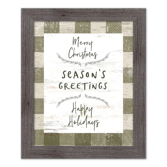 Green Buffalo Check Holiday Phrases Print In Western Gray Frame 2 Green Buffalo Check Holiday Phrases Print In Western Gray Frame - Image 2