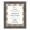 Taupe Buffalo Check Holiday Phrases Print In Western Gray Frame