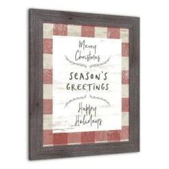 Red Buffalo Check Holiday Phrases Print In Western Gray Frame -Northlight Sale Store D662568S 2
