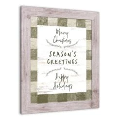 Green Buffalo Check Holiday Phrases Print In Western White Frame -Northlight Sale Store D662569S 2