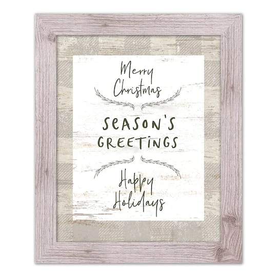 Gray Buffalo Check Holiday Phrases Print In Western White Frame 1 Gray Buffalo Check Holiday Phrases Print In Western White Frame