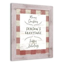 Red Buffalo Check Holiday Phrases Print In Western White Frame -Northlight Sale Store D662574S 2