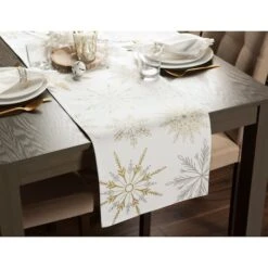 DII® 108" Snowflake Sparkle Printed Table Runner 9 DII® 108" Snowflake Sparkle Printed Table Runner -Northlight Sale Store D666486S 3