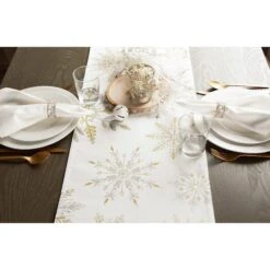 DII® 108" Snowflake Sparkle Printed Table Runner 10 DII® 108" Snowflake Sparkle Printed Table Runner -Northlight Sale Store D666486S 4