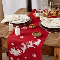 DII® 70" Santa's Sleigh Embroidered Table Runner -Northlight Sale Store D666773S 5