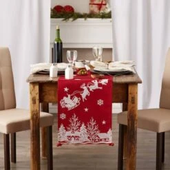 DII® 108" Santa's Sleigh Embroidered Table Runner -Northlight Sale Store D666774S 4