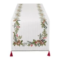 DII® 72" Heritage Holiday Sprigs Reversible Embellished Table Runner -Northlight Sale Store D666775S 1