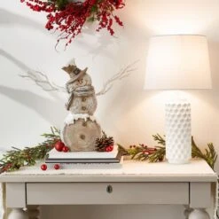 18" Snowman Statue With Twig Lights -Northlight Sale Store D670421S 5