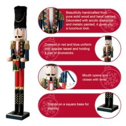 Glitzhome® 3ft. Wooden Christmas Drummer Nutcracker -Northlight Sale Store D670509S 14