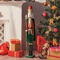 Glitzhome® 3.5ft. Wooden Christmas King Nutcracker -Northlight Sale Store D670510S 2