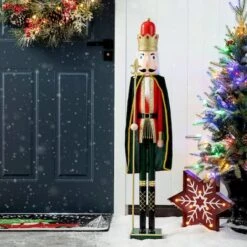 Glitzhome® 3.5ft. Wooden Christmas King Nutcracker -Northlight Sale Store D670510S 3