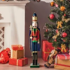 Glitzhome® 3ft. Wooden Christmas King Nutcracker -Northlight Sale Store D670512S 12