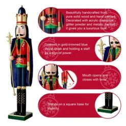 Glitzhome® 3ft. Wooden Christmas King Nutcracker -Northlight Sale Store D670512S 14