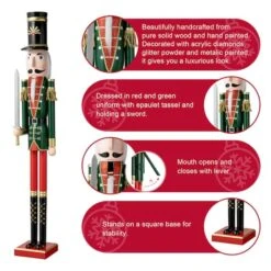 Glitzhome® 3.5ft. Wooden Christmas Soldier Nutcracker -Northlight Sale Store D670513S 4