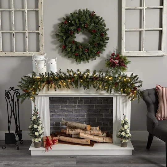 6ft. Pre-Lit Mixed Alaskan Pine & Pinecones Artificial Christmas Garland 2 6ft. Pre-Lit Mixed Alaskan Pine & Pinecones Artificial Christmas Garland - Image 2