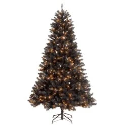 7.5 Ft. Pre-lit North Valley Black Spruce Medium Artificial Christmas Tree, Clear Lights