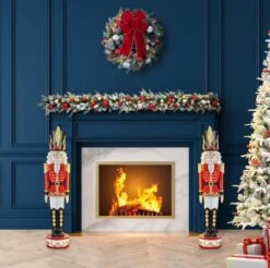 Haute Decor 3ft. Red & Black Christmas Nutcracker 7 Haute Decor 3ft. Red & Black Christmas Nutcracker -Northlight Sale Store D671927S 3