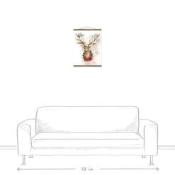 Watercolor Holiday Deer Teak Hanging Canvas -Northlight Sale Store D673227S 3