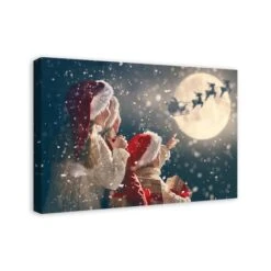 Magical Santa Sleigh Scene Canvas Wall Art -Northlight Sale Store D673232S 2