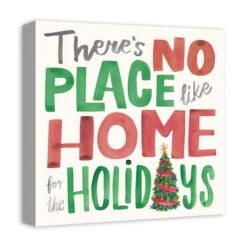 There's No Place Like Home For The Holidays Typography Canvas Wall Art -Northlight Sale Store D673235S 2