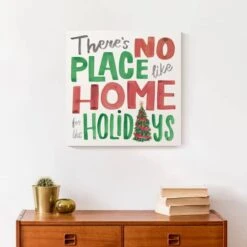 There's No Place Like Home For The Holidays Typography Canvas Wall Art -Northlight Sale Store D673235S 4