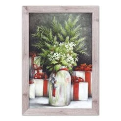 Christmas Flower Vase Western White Framed Print