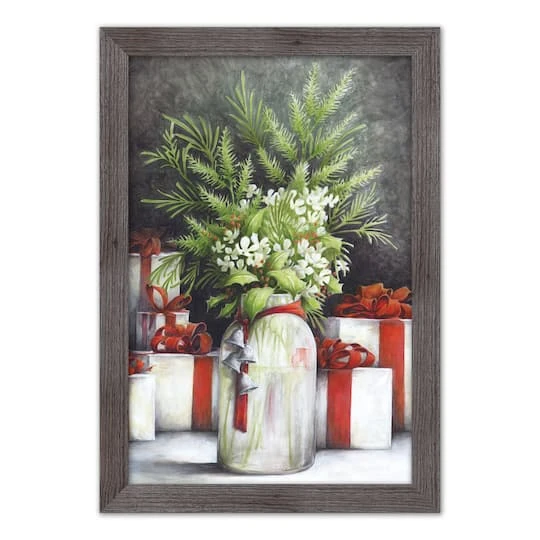 Christmas Flower Vase Western Gray Framed Print 2 Christmas Flower Vase Western Gray Framed Print - Image 2
