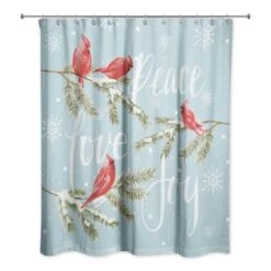 Peace Love Joy Cardinals Shower Curtain -Northlight Sale Store D673243S 2
