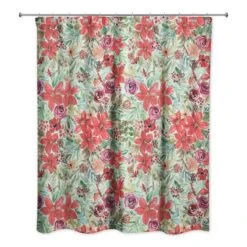 Holiday Blooms Pattern Shower Curtain -Northlight Sale Store D673247S 2