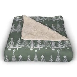 Sage Christmas Tree Pattern Sherpa Fleece Blanket 6 Sage Christmas Tree Pattern Sherpa Fleece Blanket -Northlight Sale Store D673253S 2