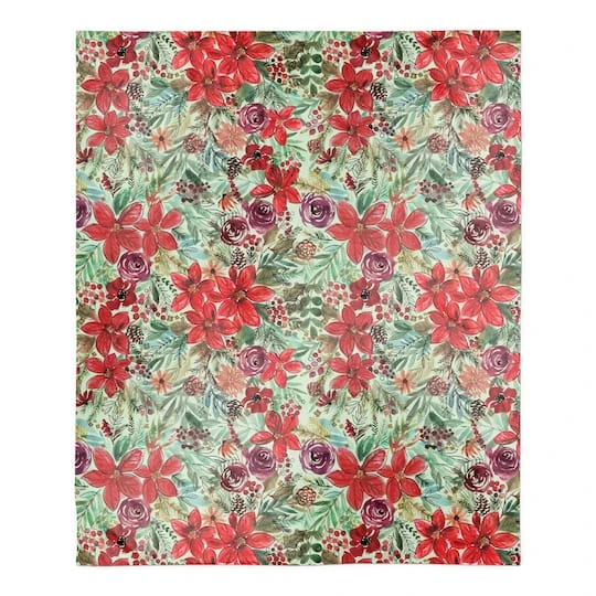 Holiday Blooms Pattern Sherpa Fleece Blanket 2 Holiday Blooms Pattern Sherpa Fleece Blanket - Image 2