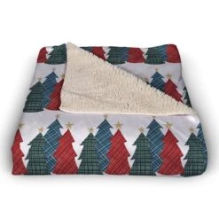 Christmas Tree Trio Sherpa Fleece Blanket -Northlight Sale Store D673256S 2