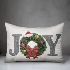 Joy Wreath Indoor/Outdoor Pillow 7 Joy Wreath Indoor/Outdoor Pillow -Northlight Sale Store D673257S 3