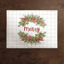 Merry Holly Wreath Cotton Twill Placemat 5 Merry Holly Wreath Cotton Twill Placemat -Northlight Sale Store D673261S 2