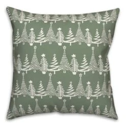 Sage Christmas Tree Pattern Indoor/Outdoor Pillow -Northlight Sale Store D673262S 2